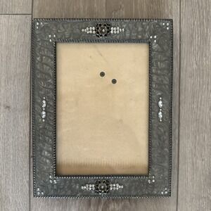 Green Marbled Enamel Art Deco Style Frame with Rhinestone Accents‎ 5x7